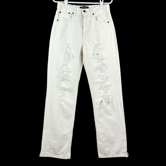 Mila Jeans Women's Dirty White Denim Jeans Size 9 Distressed Straight Leg - Picture 1 of 13